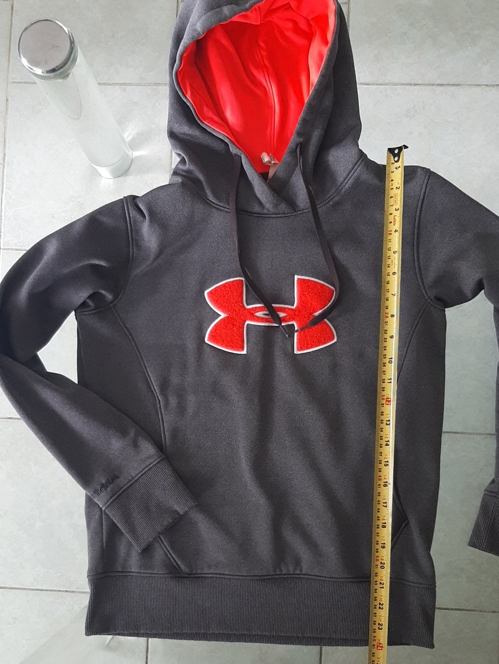 2 Under Armour⚒Y2K Charcoal Pullover➕Zip-up Hoodies-bright PINK/RED Logos Sz S/M - Picture 4 of 10